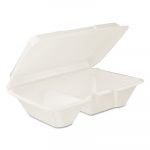 Hinged Lid Carryout Container, White, 9 1/3 x 2 9/10 x 6 2/5, 100/BG, 2 BG/CT