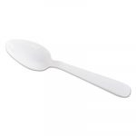 Heavyweight Wrapped Cutlery, 6" Teaspoon, Polypropylene, White, 1000/Carton