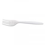 Medium-Weight Cutlery, Fork, White, 6 1/4", 100/Bag, 10 Bags/Carton