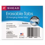 Erasable Hanging Folder Tabs, 1/3 Tab, 3 1/2 Inch, White, 25/PK