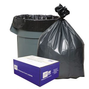 Can Liners, 60 gal, 1.55 mil, 39" x 56", Gray, 50/Carton