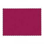 Solid Color Scalloped Edge Placemats, 9 1/2 x 13 1/2, Burgundy, 1000/Carton