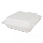 ChampWare Molded-Fiber Clamshell Containers, 9w x 9d x 3h, White, 200/Carton
