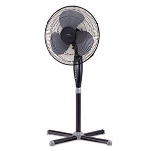 16" Three-Speed Oscillating Pedestal Fan, Three Speed, Metal/Plastic, Black