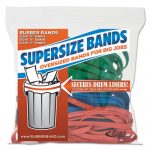 SuperSize Bands, 0.25" Width x Assorted Lengths, 4060 psi Max Elasticity, Assorted Colors, 24/Pack
