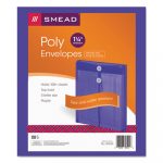 Poly String & Button Interoffice Envelopes, String & Button Closure, 9.75 x 11.63, Transparent Purple, 5/Pack