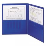 Poly Two-Pocket Folder w/Security Pocket, 11 x 8 1/2, Blue, 5/Pack