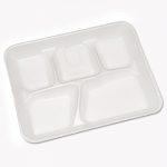 Lightweight Foam School Trays, White, 5-Compartment, 8 1/4 x 10 1/2, 500/Carton