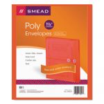 Poly String & Button Interoffice Envelopes, String & Button Closure, 9.75 x 11.63, Transparent Red, 5/Pack
