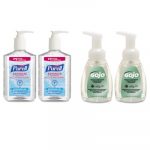 Advanced Hand Sanitizer/Hand Soap Kit, 8 oz Sanitizer, 7.5oz Cleanser, 4/Carton