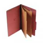 Four-, Six- and Eight-Section Classification Folders, 2 Dividers, Legal Size, Red, 10/Box