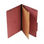 Four-, Six- and Eight-Section Classification Folders, 2 Dividers, Legal Size, Red, 10/Box