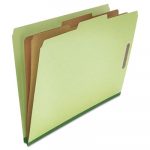 Four-, Six- and Eight-Section Classification Folders, 2 Dividers, Legal Size, Green, 10/Box