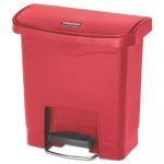 Slim Jim Resin Step-On Container, Front Step Style, 4 gal, Red