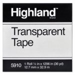 Transparent Tape, 1/2" x 1296", 1" Core, Clear