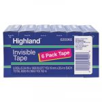 Invisible Permanent Mending Tape, 3/4" x 1000", 1" Core, Clear, 6/Pack