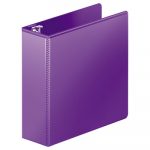 Heavy-Duty D-Ring View Binder with Extra-Durable Hinge, 3 Rings, 3" Capacity, 11 x 8.5, Purple