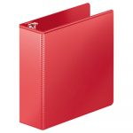 Heavy-Duty D-Ring View Binder with Extra-Durable Hinge, 3 Rings, 3" Capacity, 11 x 8.5, Red