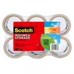 Moving & Storage Tape, 1.88" x 49.2yds, 3" Core, Clear, 6/Pack