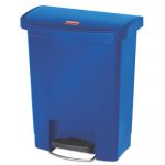 Slim Jim Resin Step-On Container, Front Step Style, 8 gal, Blue