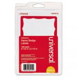 Border-Style Self-Adhesive Name Badges, 3 1/2 x 2 1/4, White/Red, 100/Pack