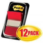 Marking Page Flags in Dispensers, Red, 50 Flags/Dispenser, 12 Dispensers/Pack