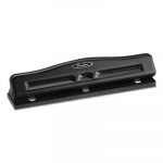11-Sheet Commercial Adjustable Three-Hole Punch, 9/32" Holes, Black