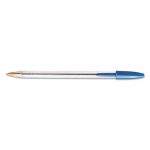 Cristal Xtra Smooth Stick Ballpoint Pen, 1mm, Blue Ink, Clear Barrel, Dozen