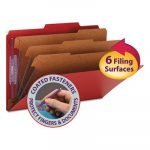 Eight-Section Pressboard Top Tab Classification Folders w/ SafeSHIELD Fasteners, 3 Dividers, Legal Size, Bright Red, 10/Box