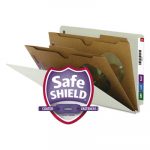 X-Heavy 2-Pocket End Tab Pressboard Classification Folders w/ SafeSHIELD Fasteners, 2 Dividers, Legal, Gray-Green, 10/BX