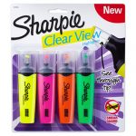 Clearview Tank-Style Highlighter, Blade Chisel Tip, Assorted Colors, 4/Set