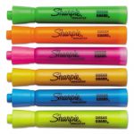 Tank Style Highlighters, Chisel Tip, Assorted Colors, 6/Set