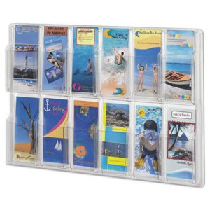 Reveal Clear Literature Displays, 12 Compartments, 30w x 2d x 20.25h, Clear