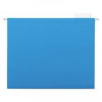 Deluxe Bright Color Hanging File Folders, Letter Size, 1/5-Cut Tab, Blue, 25/Box
