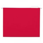 Deluxe Bright Color Hanging File Folders, Letter Size, 1/5-Cut Tab, Red, 25/Box