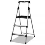 Aluminum Step Stool Ladder, 3-Step, 225 lb Capacity, 20w x 31 spread x 47h, Silver