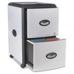 Two-Drawer Mobile Filing Cabinet With Metal Siding, 19 x 15 x 23, Silver/Black