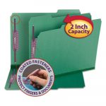 Colored Pressboard Folders with Two SafeSHIELD Coated Fasteners, 1/3-Cut Tabs, Letter Size, Green, 25/Box