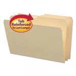 Reinforced Tab Manila File Folders, 1/2-Cut Tabs, Legal Size, 11 pt. Manila, 100/Box