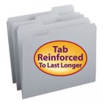 Reinforced Top Tab Colored File Folders, 1/3-Cut Tabs, Letter Size, Gray, 100/Box