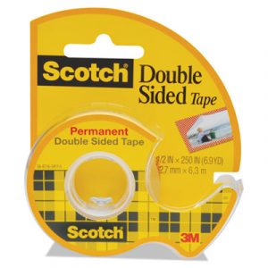 665 Double-Sided Permanent Tape in Handheld Dispenser, 1/2" x 250", Clear
