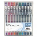 G-TEC-C Ultra Stick Gel Pen, Ultra-Fine 0.4mm, Assorted Ink, Clear Barrel, 10/Pack