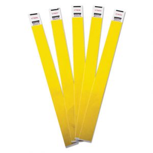 Crowd Management Wristbands, Sequentially Numbered, 10 x 3/4, Yellow, 100/Pack