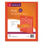 Poly String & Button Interoffice Envelopes, String & Button Closure, 9.75 x 11.63, Transparent Red, 5/Pack