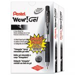 WOW! Retractable Gel Pen, Medium 0.7mm, Black Ink, Clear/Black Barrel, 24/Pack
