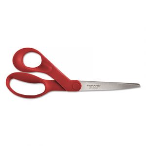 Our Finest Left-Hand Scissors, 8" Length, 3-3/10" Cut, Red