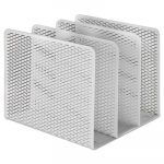 Urban Collection Punched Metal File Sorter, Three Sections, 8 x 8 x 7 1/4, White
