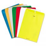 Clasp Envelope, #90, Cheese Blade Flap, Clasp/Gummed Closure, 9 x 12, Yellow, 10/Pack