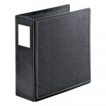 SuperLife Easy Open Locking Slant-D Ring Binder, 3 Rings, 4" Capacity, 11 x 8.5, Black