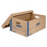 SmoothMove Prime Moving & Storage Boxes, Large, Half Slotted Container (HSC), 24" x 15" x 10", Brown Kraft/Blue, 8/Carton